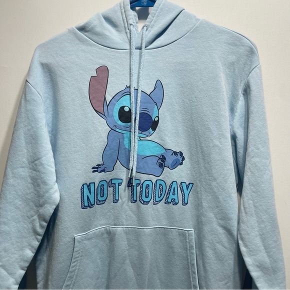 Disney Stitch "Not Today" Hoodie – Light Blue – Size Small - Picture 5 of 7